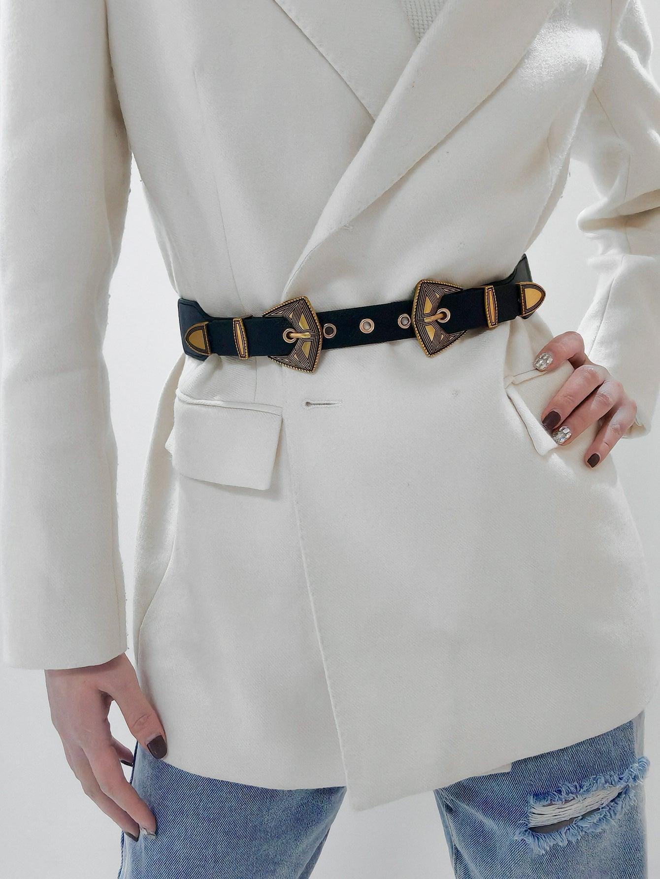 Double Buckle PU Leather Belt - 808Lush