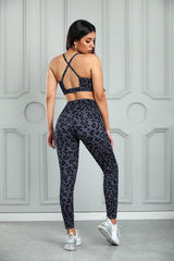 Leopard Cutout Sports Bra and Leggings Set - 808Lush