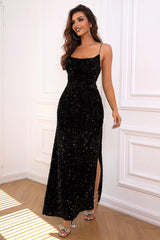 Sequin Backless Split Maxi Dress - 808Lush