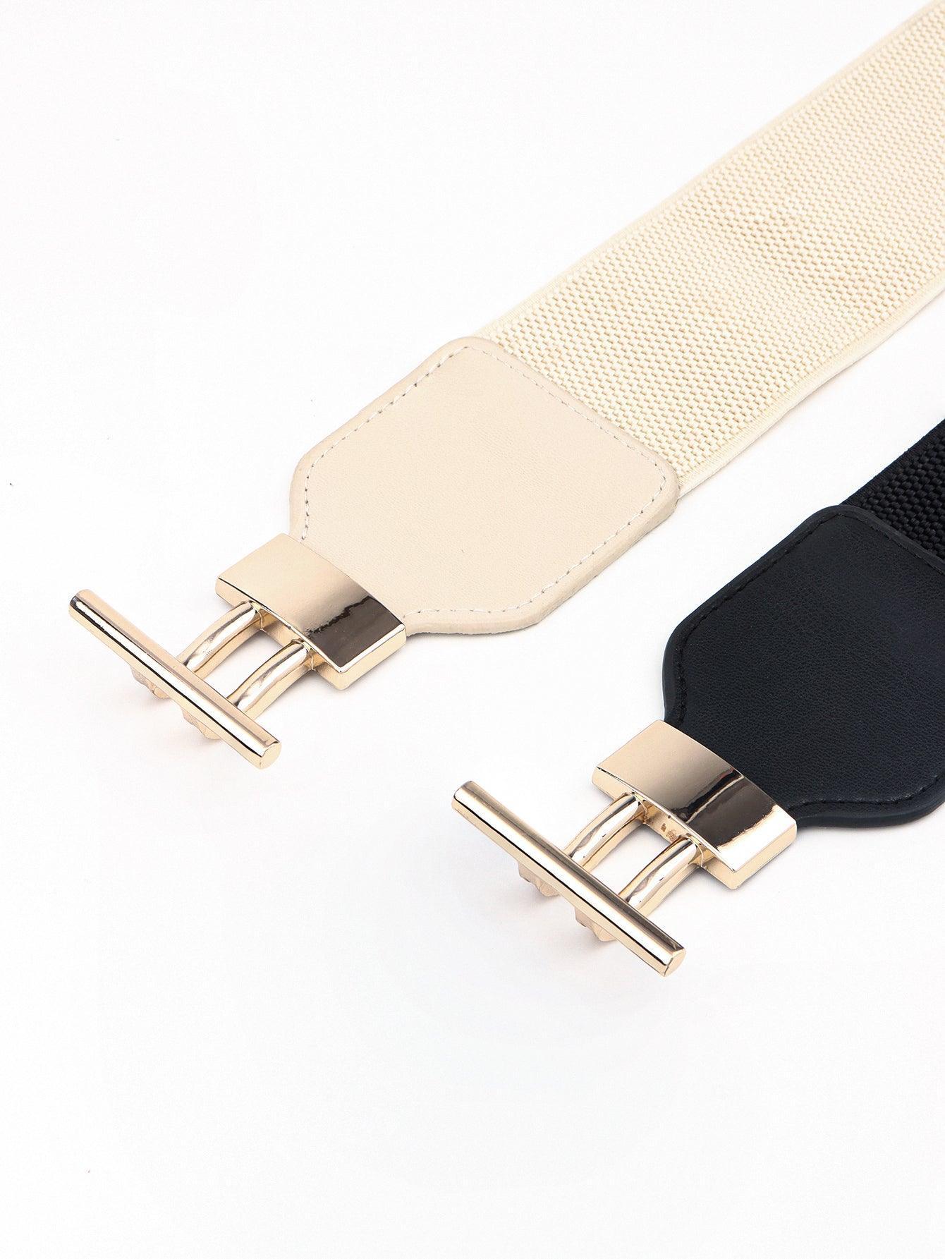 PU Elastic Wide Belt with Alloy Buckle - 808Lush