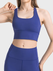 Scoop Neck Crisscross Straps Sports Bra - 808Lush