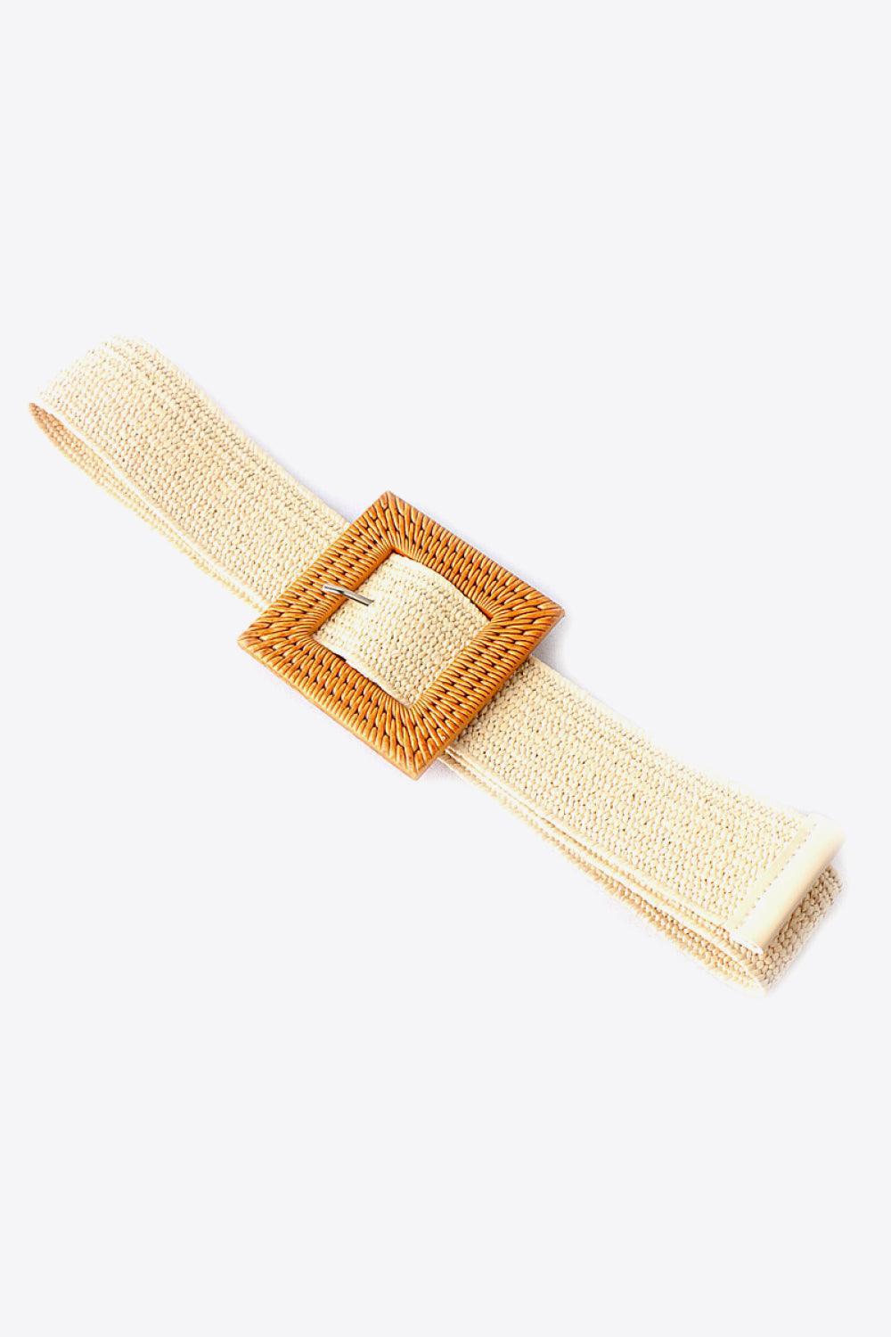 Square Buckle Elastic Braid Belt - 808Lush