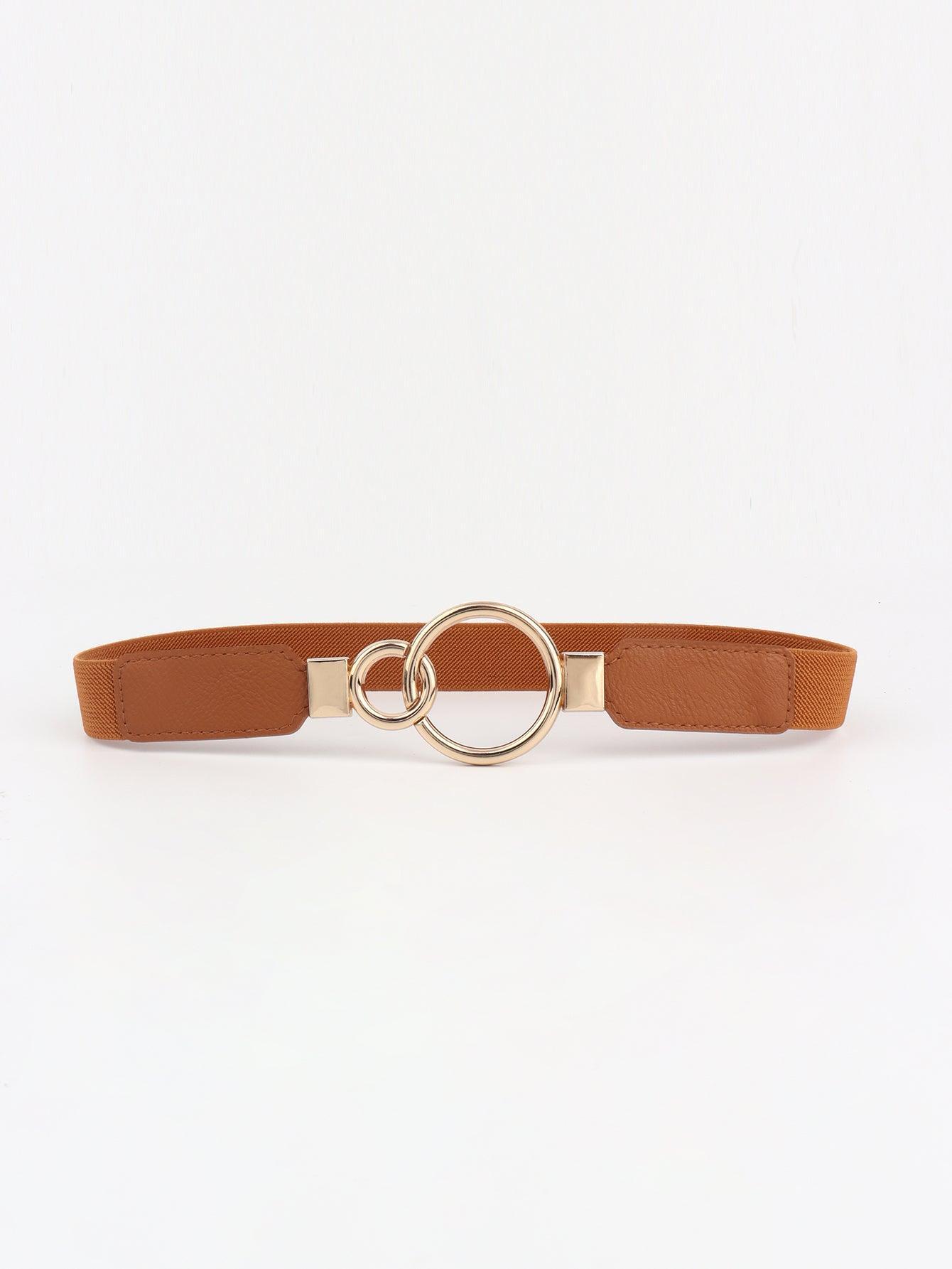 Double Ring Buckle Elastic PU Belt - 808Lush