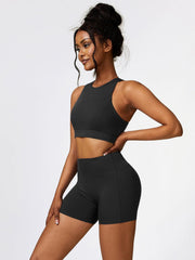 Cutout Cropped Sport Tank and Shorts Set - 808Lush