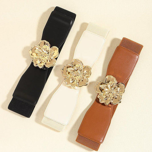 Flower Alloy Buckle Elastic Belt - 808Lush