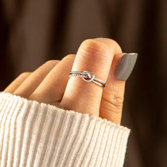 925 Sterling Silver Double-Layered Knot Ring - 808Lush