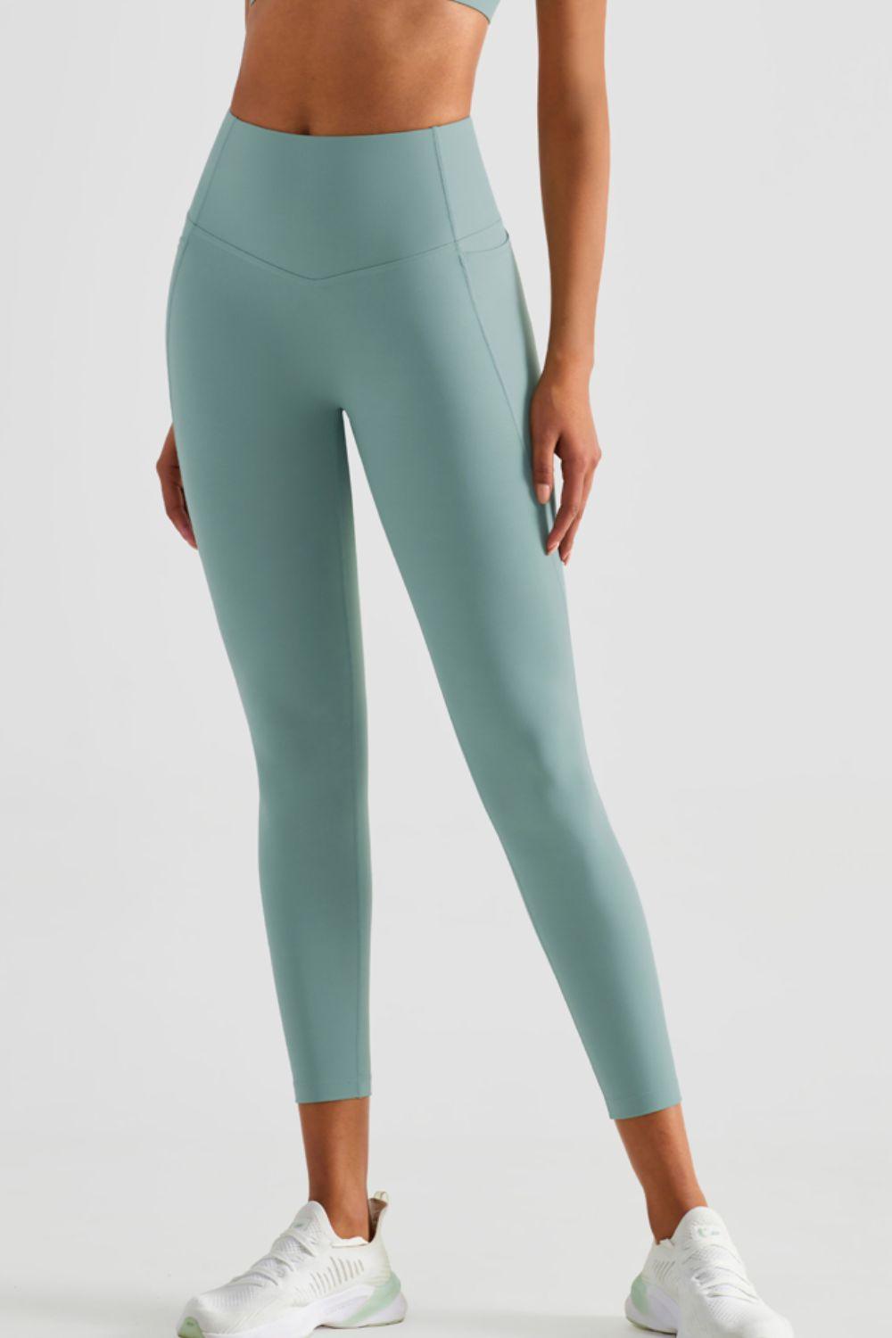 Wide Waistband Sports Leggings with Pockets - 808Lush