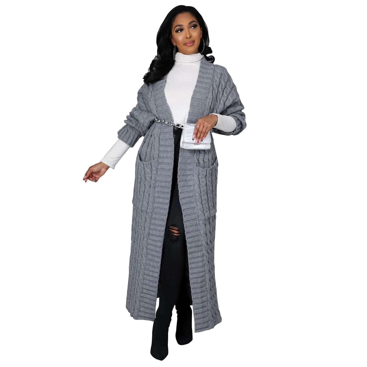 Autumn Winter Women Clothing Sexy Casual Long Sleeve Long Sweater Coat - 808Lush