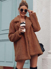 Autumn and winter fashion suit collar grain fleece long-sleeved women's top coat - 808Lush