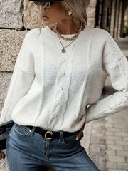 Autumn and winter women's twist long sleeve white sweater - 808Lush