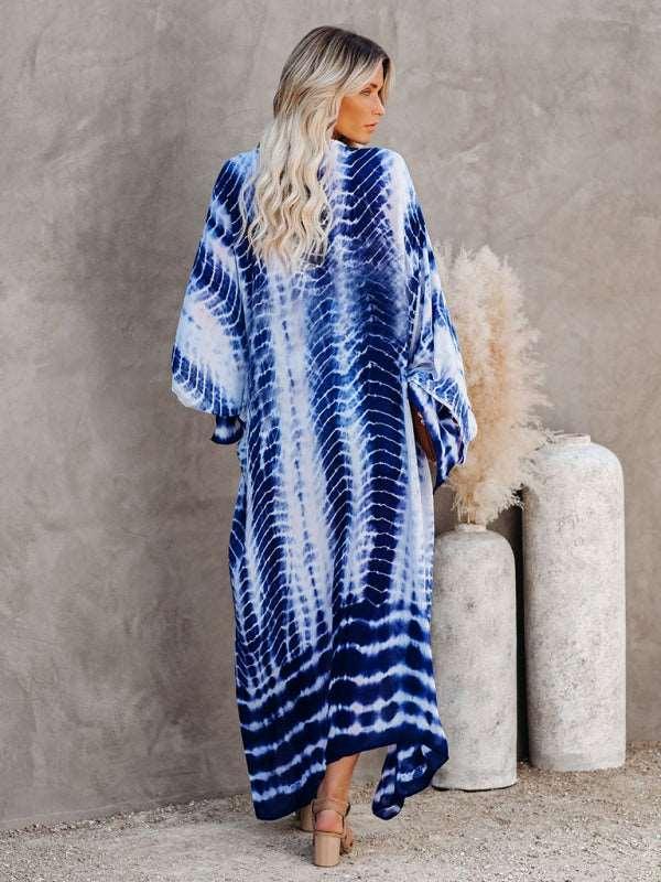 Beach Cover Up Tie Dye Graphic Print Sun Protection Cardigan Bikini Over Cover Up - 808Lush