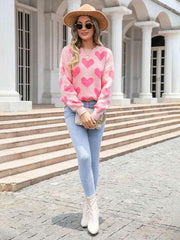 Big Heart Valentine's Day Round Neck Sweater Pullover Large Size Heart Sweater - 808Lush