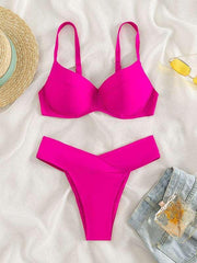 Bikini Solid Color Swimsuit Sexy Split Foreign Trade Swimsuit - 808Lush