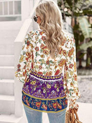 Bohemian casual style cotton printed long-sleeved shirt for women - 808Lush