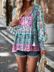 Bohemian casual style cotton printed long-sleeved shirt for women - 808Lush