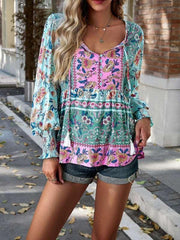 Bohemian casual style cotton printed long-sleeved shirt for women - 808Lush