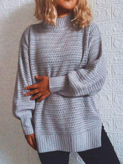 Casual Half Turtleneck Drop Sleeve Knit Sweater Sweater - 808Lush