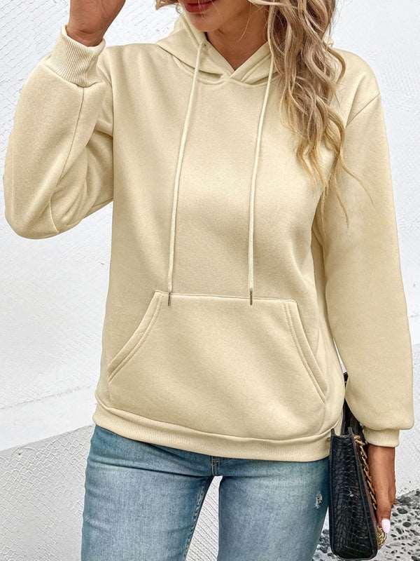 Casual Long Sleeve Solid Color Hooded Sweatshirt - 808Lush