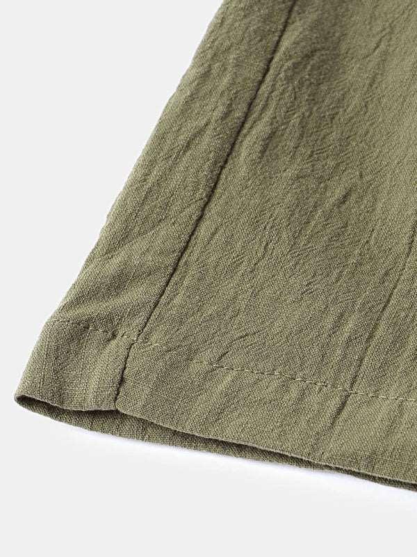 Men's Cotton Linen Beach Shorts Korean Style Solid Color - 808Lush