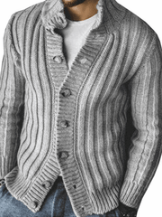 Casual Single Breasted Knit Sweater Lapel Long Sleeve Sweater Jacket Men - 808Lush