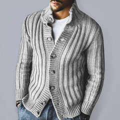 Casual Single Breasted Knit Sweater Lapel Long Sleeve Sweater Jacket Men - 808Lush