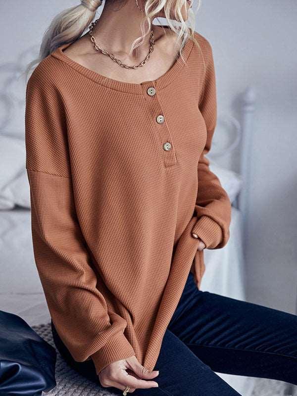 Casual Solid Color Long Sleeve Knit Sweater Thin Section - 808Lush