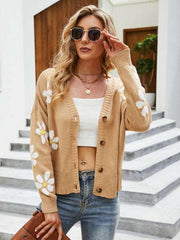 Casual knitted cardigan jacket loose college style sweater cardigan - 808Lush