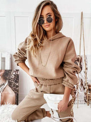 Casual sports hooded long-sleeved trousers two-piece suit SET - 808Lush