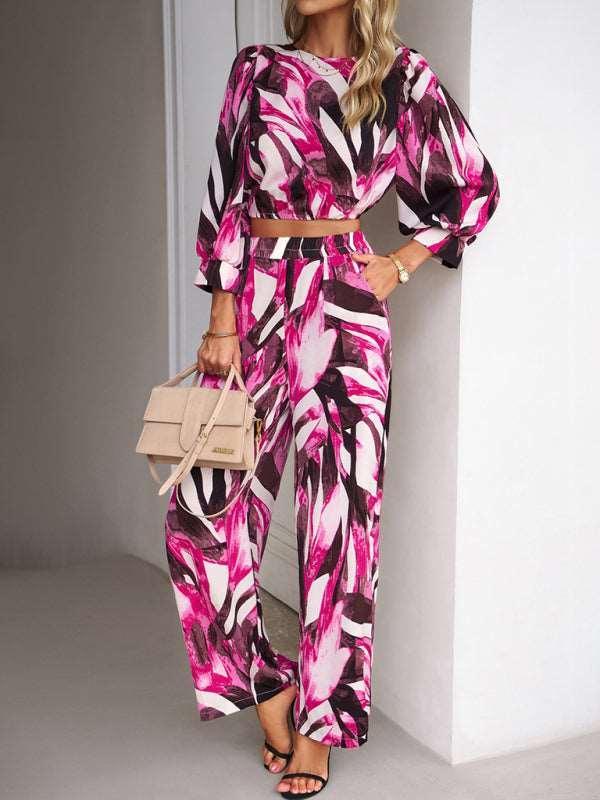 Casual vacation print trousers two-piece suit - 808Lush