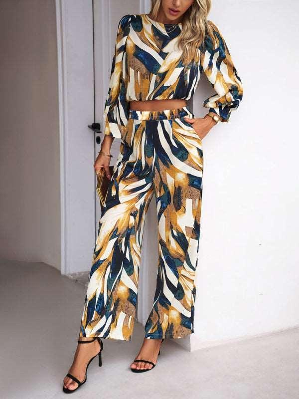 Casual vacation print trousers two-piece suit - 808Lush