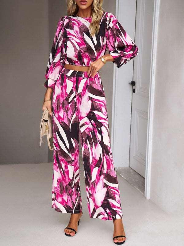 Casual vacation print trousers two-piece suit - 808Lush