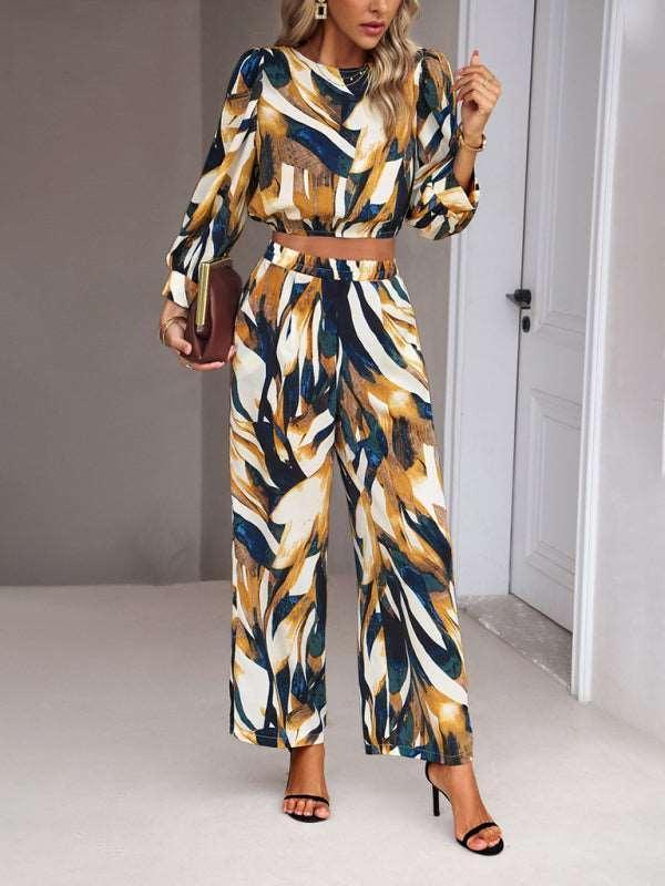 Casual vacation print trousers two-piece suit - 808Lush