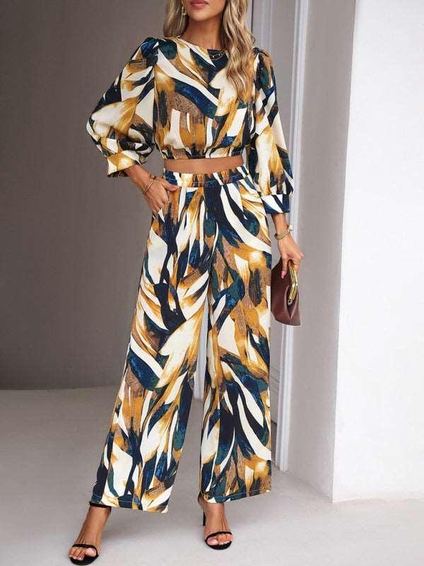 Casual vacation print trousers two-piece suit - 808Lush