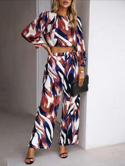 Casual vacation print trousers two-piece suit - 808Lush