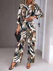 Casual vacation print trousers two-piece suit - 808Lush