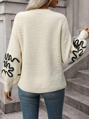 Fashion Ladies Pullover Knitwear Solid Color Pattern Sweater - 808Lush