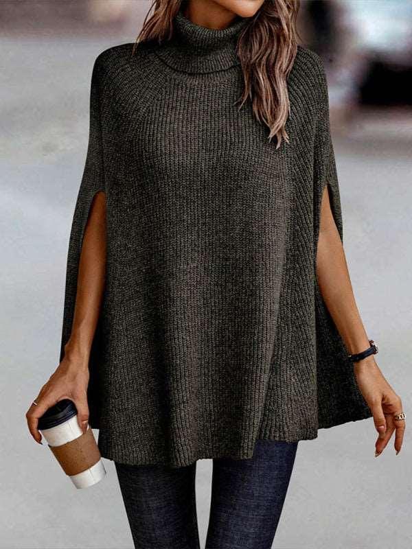 Fashion Sweater Turtleneck Loose Cape Sweater - 808Lush