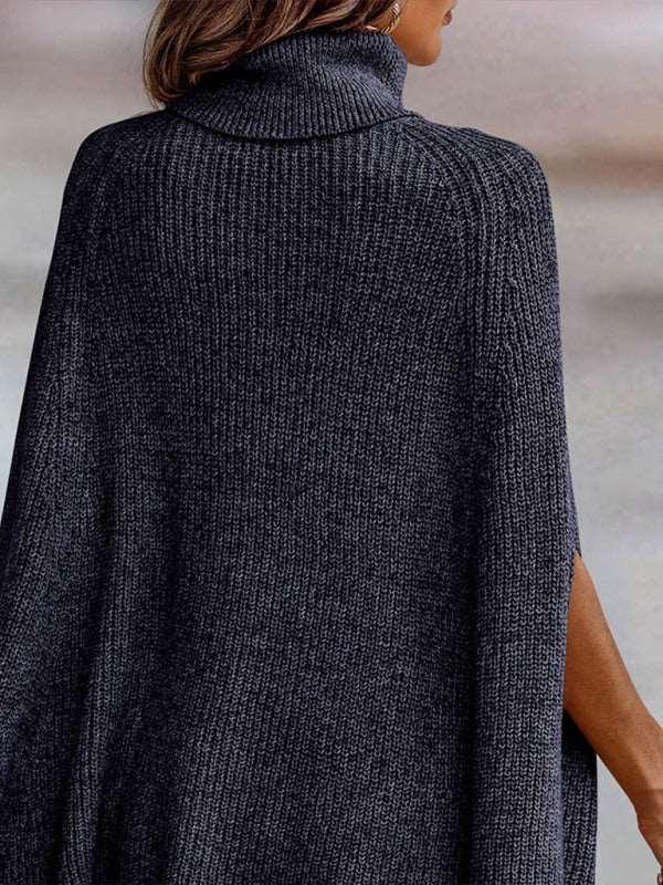 Fashion Sweater Turtleneck Loose Cape Sweater - 808Lush