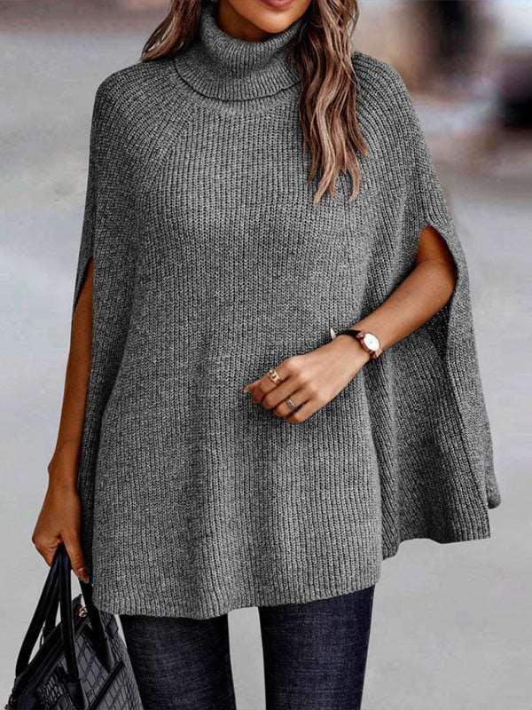 Fashion Sweater Turtleneck Loose Cape Sweater - 808Lush