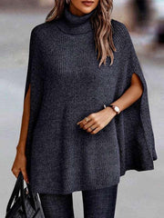 Fashion Sweater Turtleneck Loose Cape Sweater - 808Lush