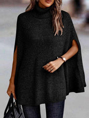 Fashion Sweater Turtleneck Loose Cape Sweater - 808Lush