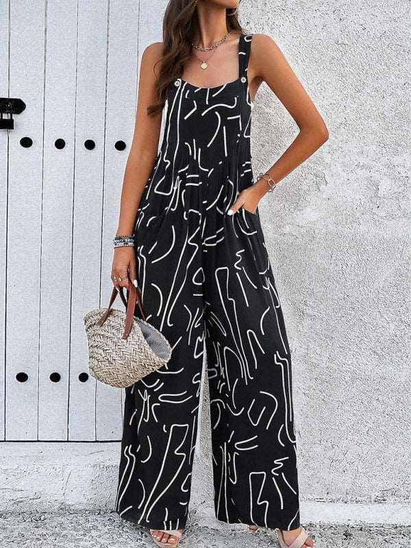 Feminine Elegant Abstract Print Jumpsuit Overalls - 808Lush