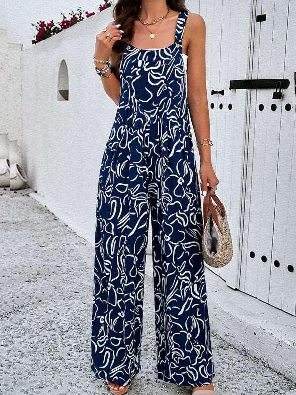 Feminine Elegant Abstract Print Jumpsuit Overalls - 808Lush