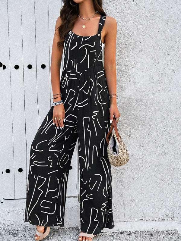 Feminine Elegant Abstract Print Jumpsuit Overalls - 808Lush