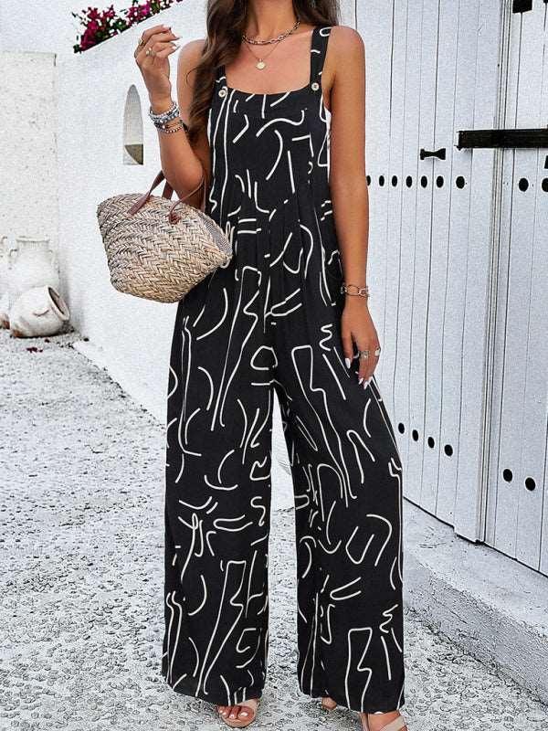 Feminine Elegant Abstract Print Jumpsuit Overalls - 808Lush