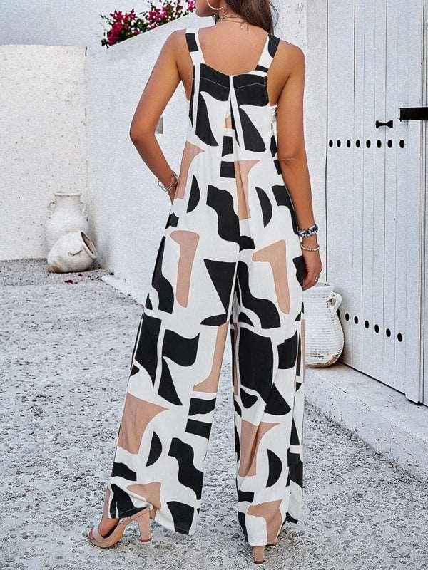 Feminine Elegant Abstract Print Jumpsuit Overalls - 808Lush