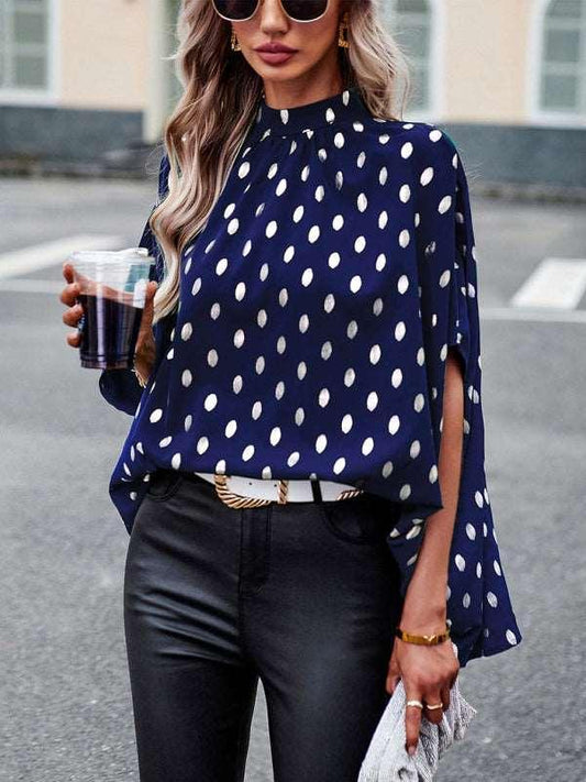 Golden polka dot temperament design sense long-sleeved blouse - 808Lush