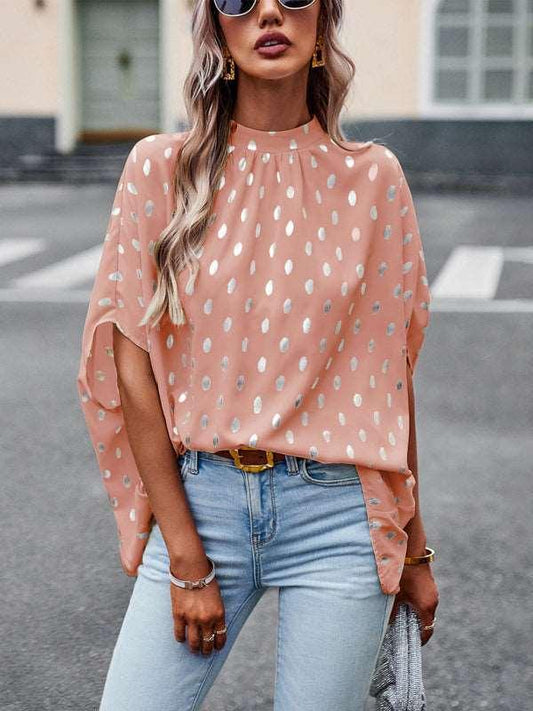 Golden polka dot temperament design sense long-sleeved blouse - 808Lush