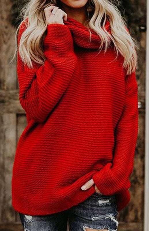 Knit Sweater Woman With Thick Thread, Long Sleeves And High Neck Pullover - 808Lush