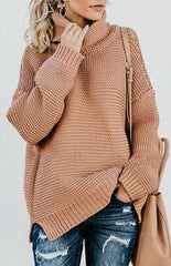 Knit Sweater Woman With Thick Thread, Long Sleeves And High Neck Pullover - 808Lush